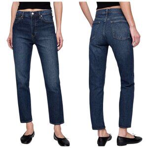 Gap High Rise Cheeky Straight Jeans 00P Petite Blue Stretch Denim